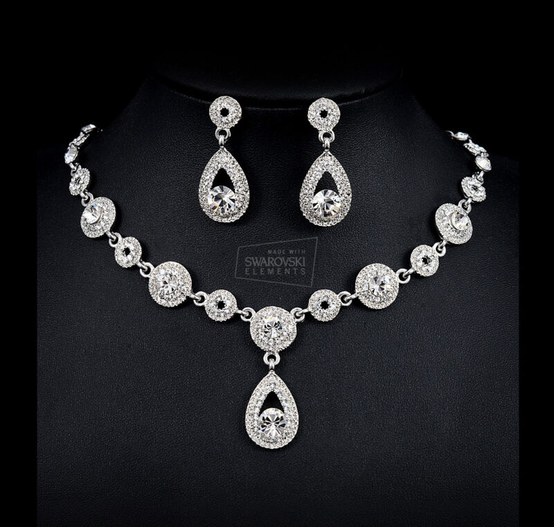 Свадебный комплект - серьги и ожерелье (кристаллы Swarovski)