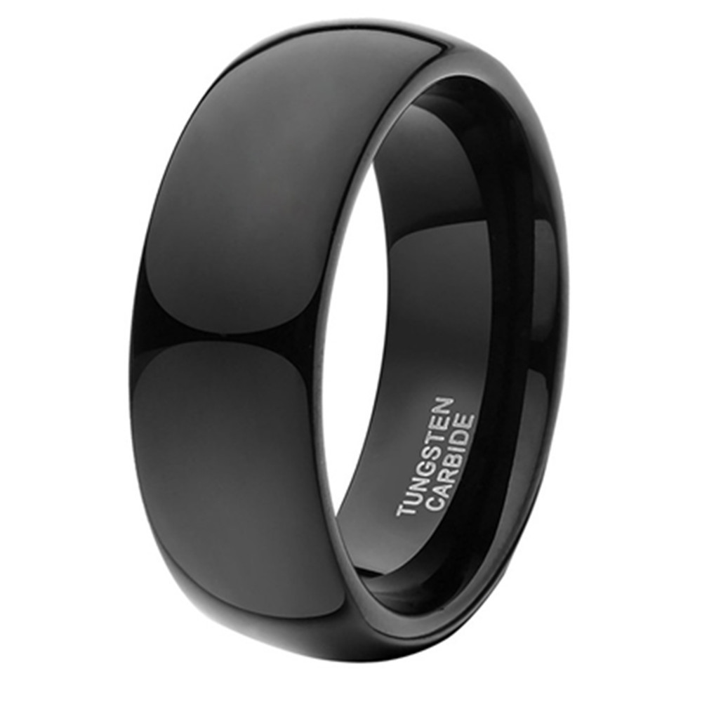 Черное глянцевое кольцо из вольфрама